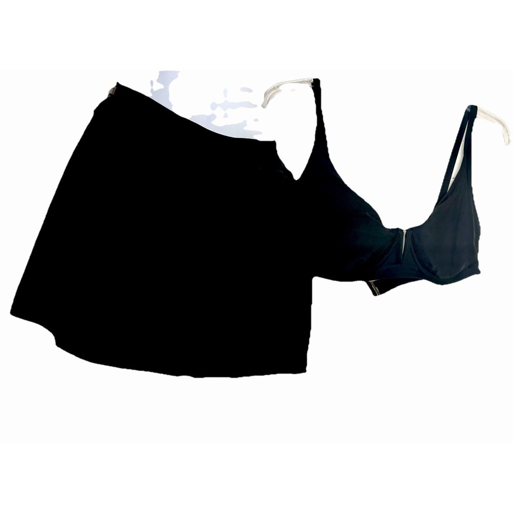 Anne Cole Women's Swimwear Set Black Underwire V-Wire Top XL & Skort Bottom XXL